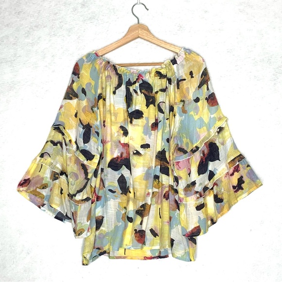 Zac & Rachel Yellow Lemon Drop Top Ruffle Sleeves Flowy Fit Size XL NWT - Picture 2 of 11